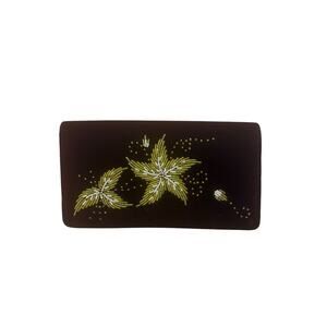 Burgundy Maroon Velvet-Like Beaded Clutch‎ Womens Christmas Winter